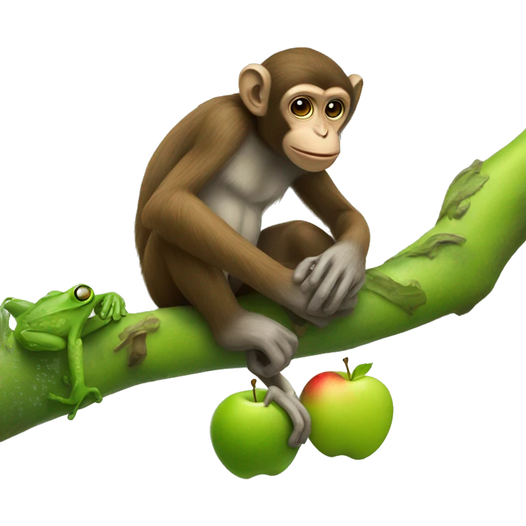 Monkey with an apple frog emoji