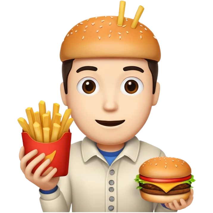 Ein burger mit einer pommes in der hand emoji