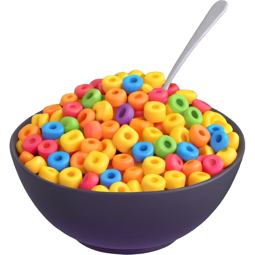 cereal bowl with colorful cereal emoji
