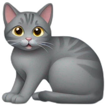 Grey cat sitting on laptop emoji