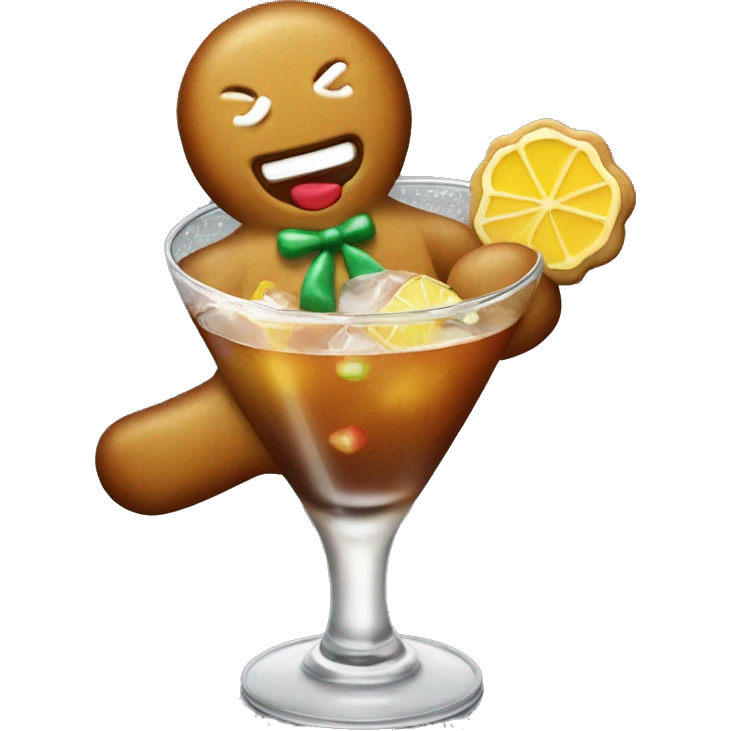 Gingerbread man with cocktail emoji