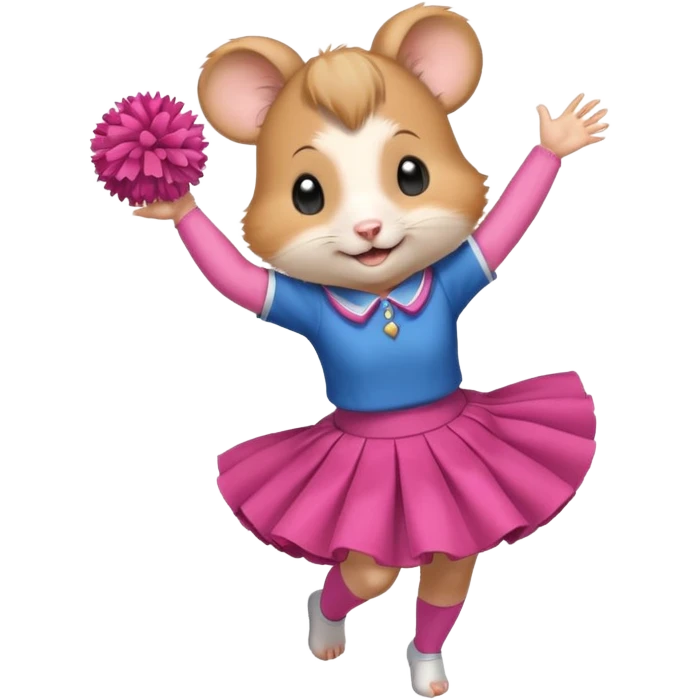 hamster girl dancing with skirt holging o mpom emoji