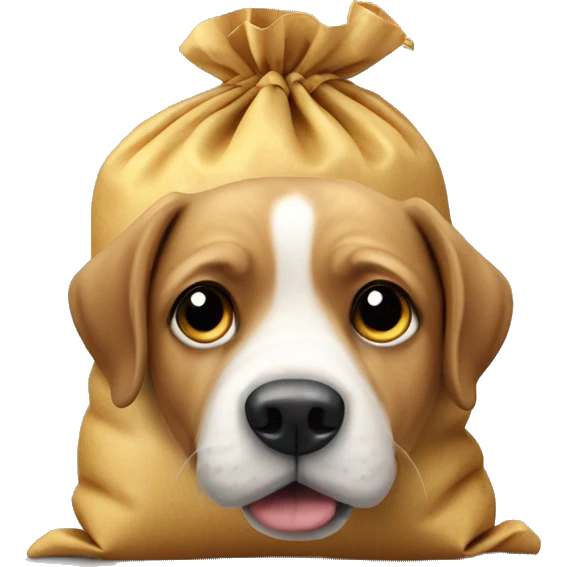 a dog with a potatobag on emoji