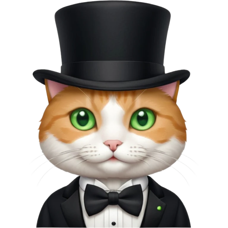 Cat wearing top hat and bow tie emoji