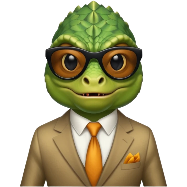 capitalist iguana banker godfather with black sunglasses breakdance scaring emoji