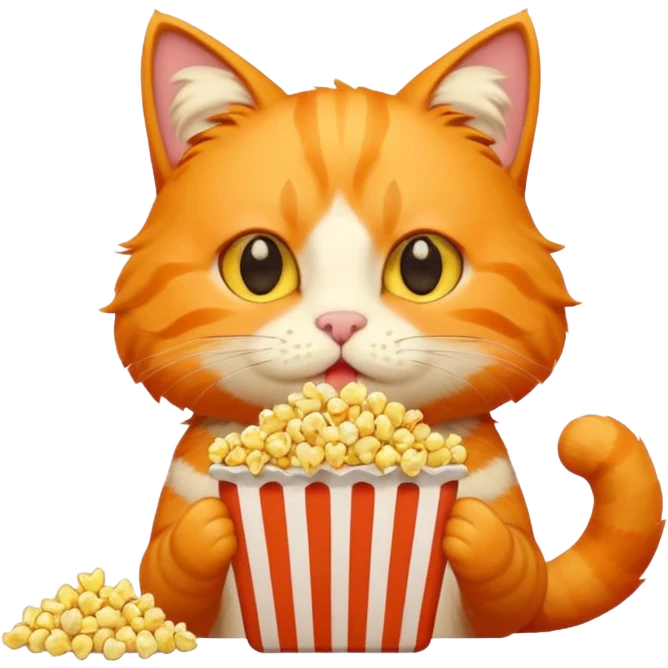 cat eat pop corn emoji