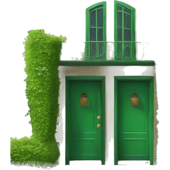 green door and cofe emoji