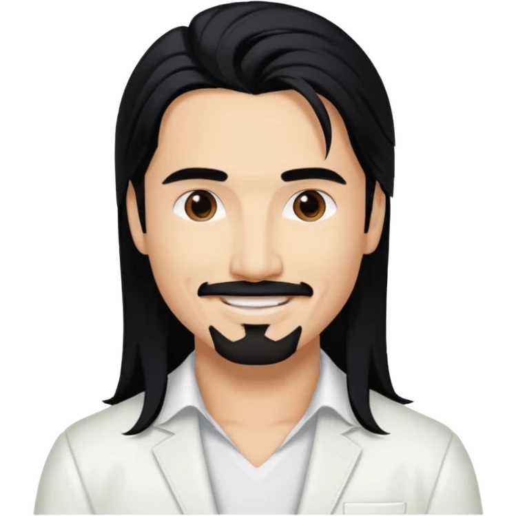 Kevin Richardson from Backstreet Boys with long black hair, white outfit emoji