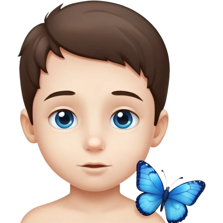 A little kid with a little blue butterfly next to his face is also an addict. emoji