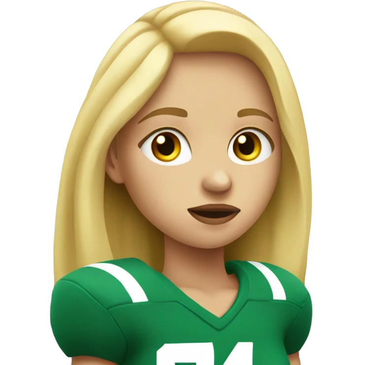 blonde girl holding a football while crying emoji