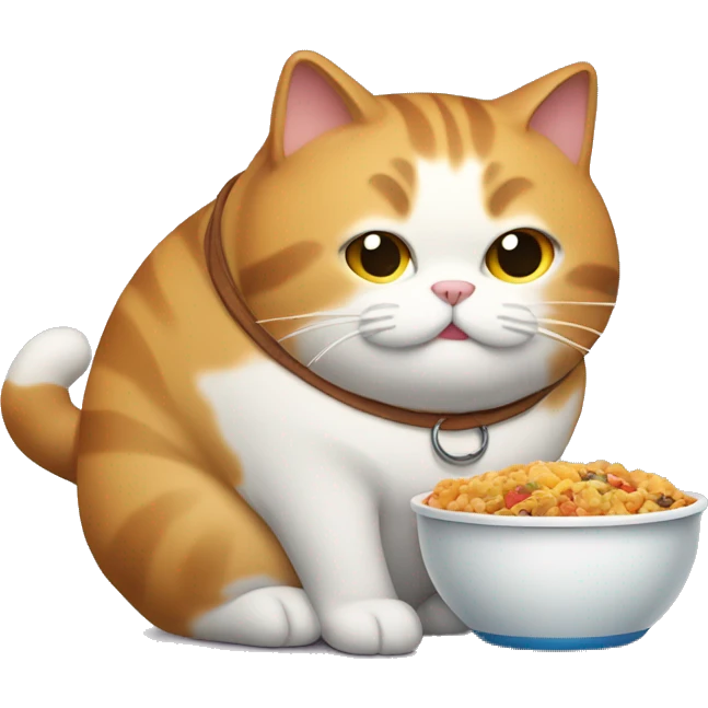 Fat Cat carrying a food bowl emoji