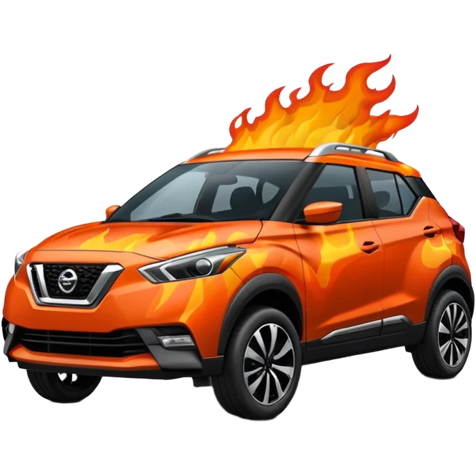 black nissan kicks on fire  emoji