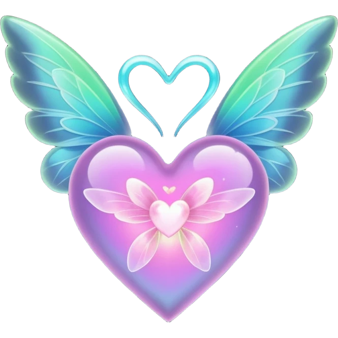 glow in the dark heart with fairy wings emoji