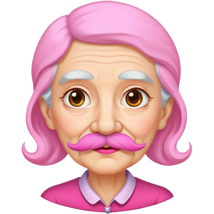 Old woman with a pink mustache  emoji