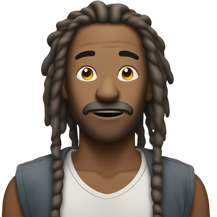man with dreads showing him breathing air coming out emoji