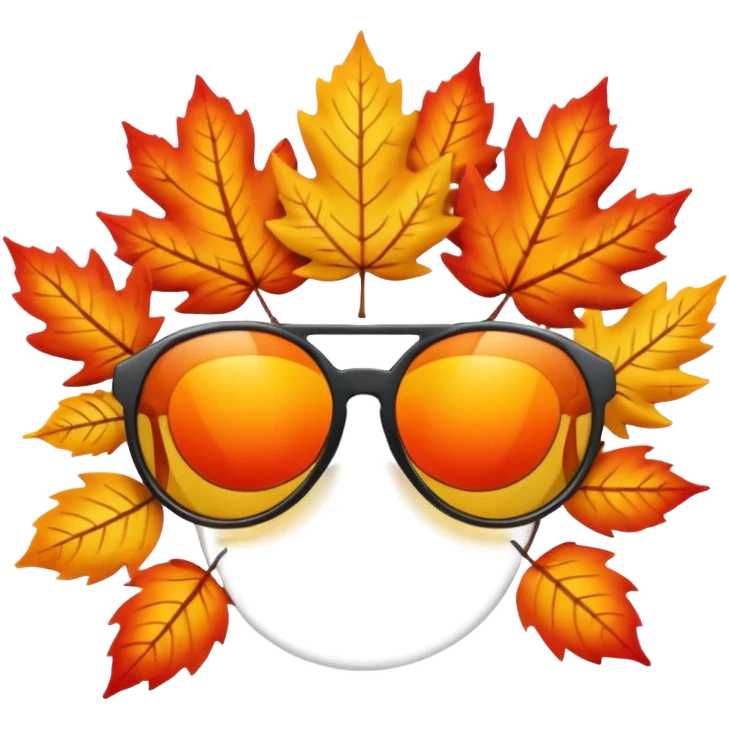 autumn trees in sunglasses lens emoji