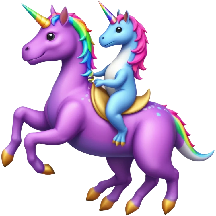 dinosaur riding a unicorn  emoji
