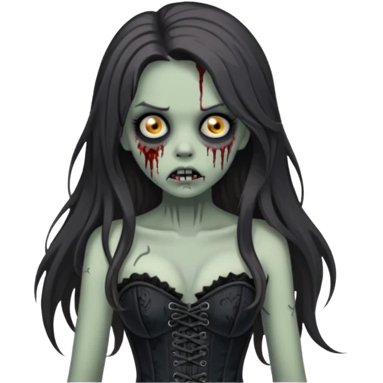 Brunette zombie girl, long hair, black corset emoji