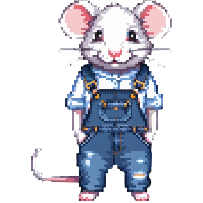 rat wearing denim overalls emoji