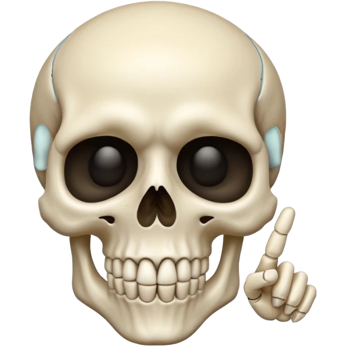 Skull emoji pointing with hand emoji