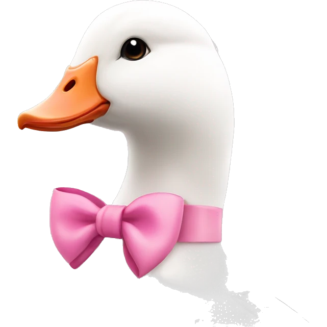 A White goose with a bow in pink around its neck. Make it really cute  emoji