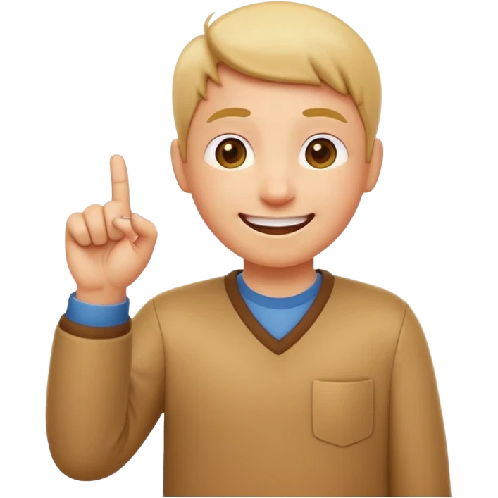 emoji of a happy cartoon person pointing downward toward the ground with both hands, standing upright, smiling warmly, both index fingers extended and pointing down clearly, simple light background, expressive and playful Apple emoji design showing the meaning “here / down here emoji