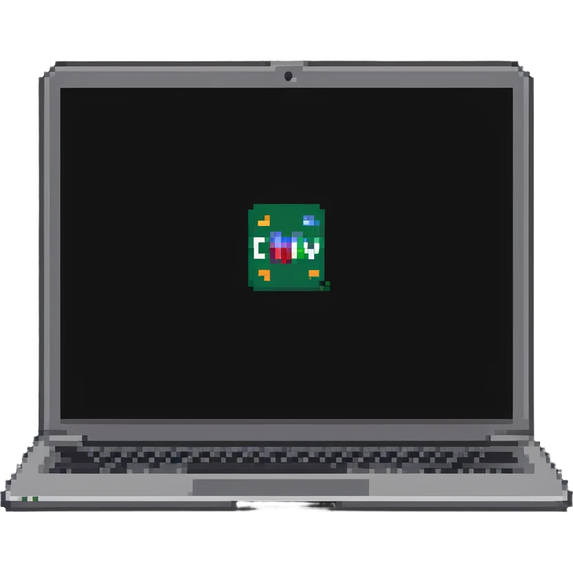 a laptop having a logo that says cmv on the back of it emoji