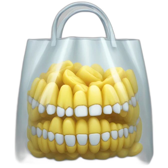 clear bag filled with teeth emoji