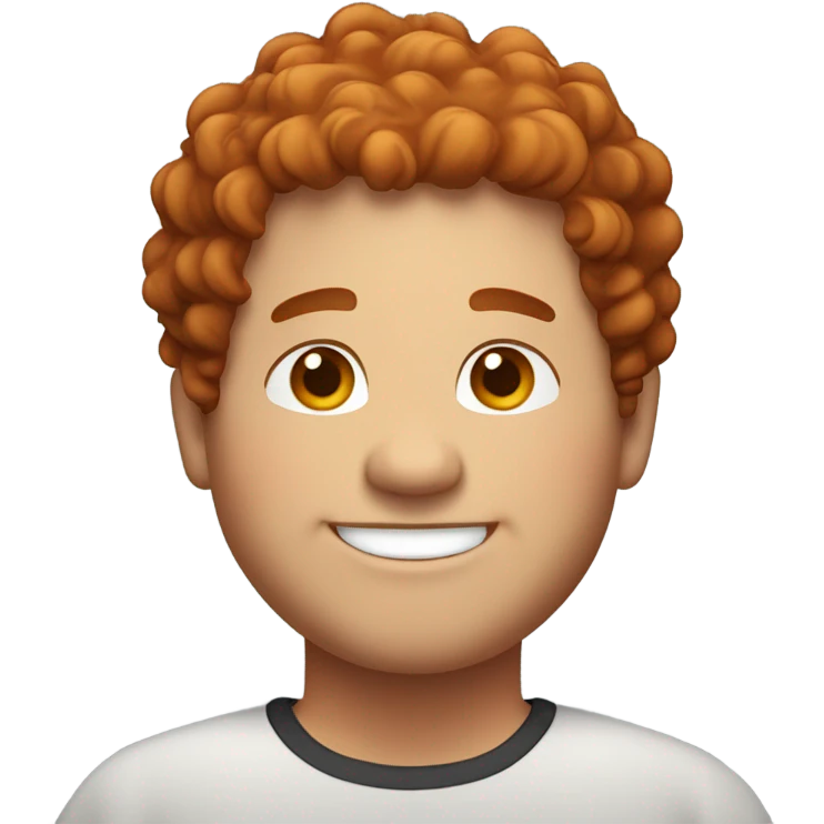 Bading redish curly few hair guy with corners in the hair chubby smiling emoji