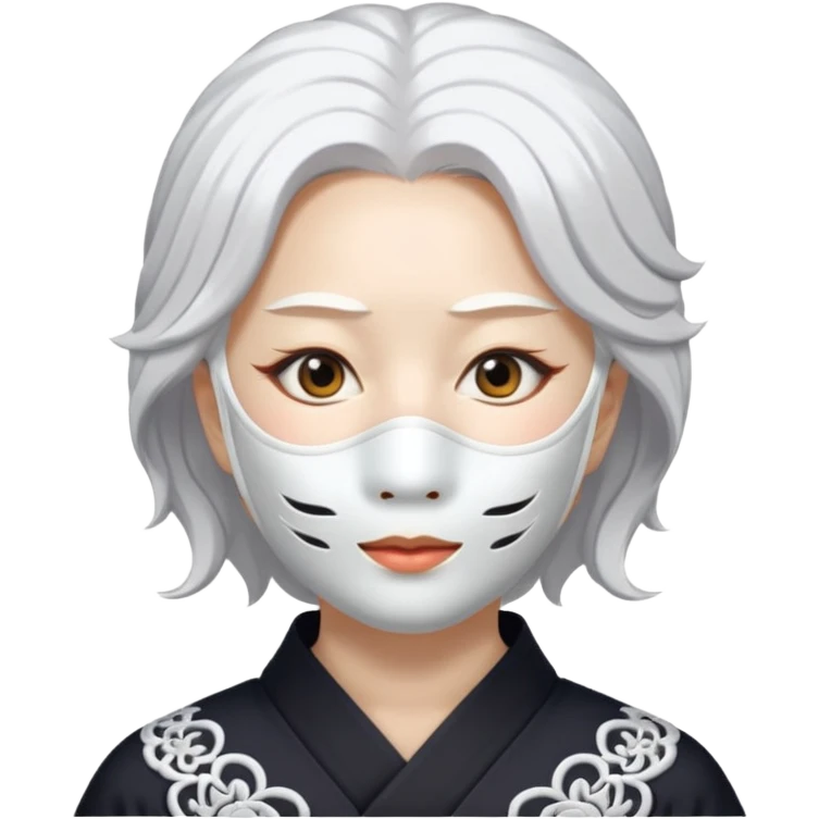 japanese culture white mask woman with white hair emoji