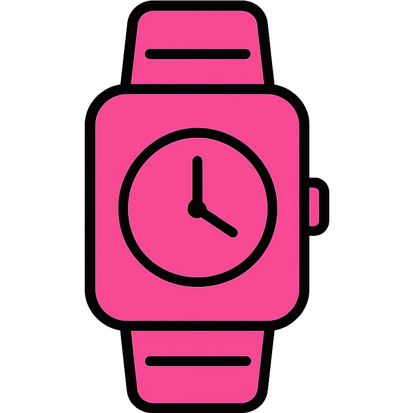 pink smart watch, color icon style, clean and modern emoji