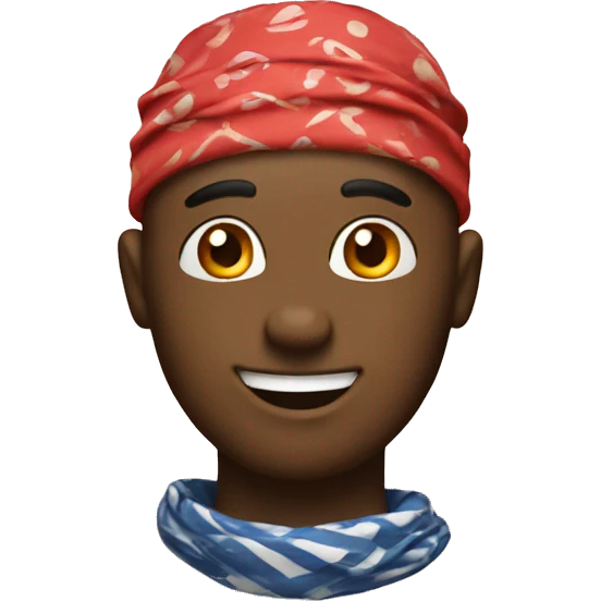 Classic iphone emoji with bandana on head and smile emoji