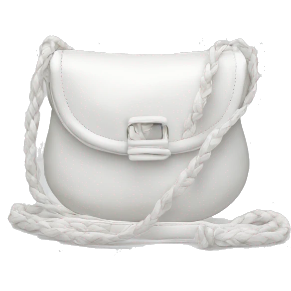 all white silky shoulder bag, with white strap emoji