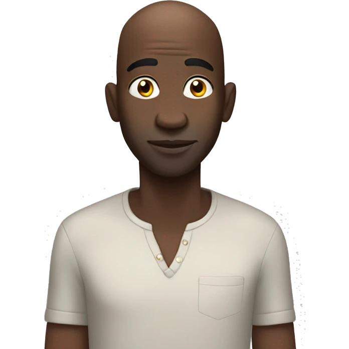 Black African man no hair eating chicken emoji