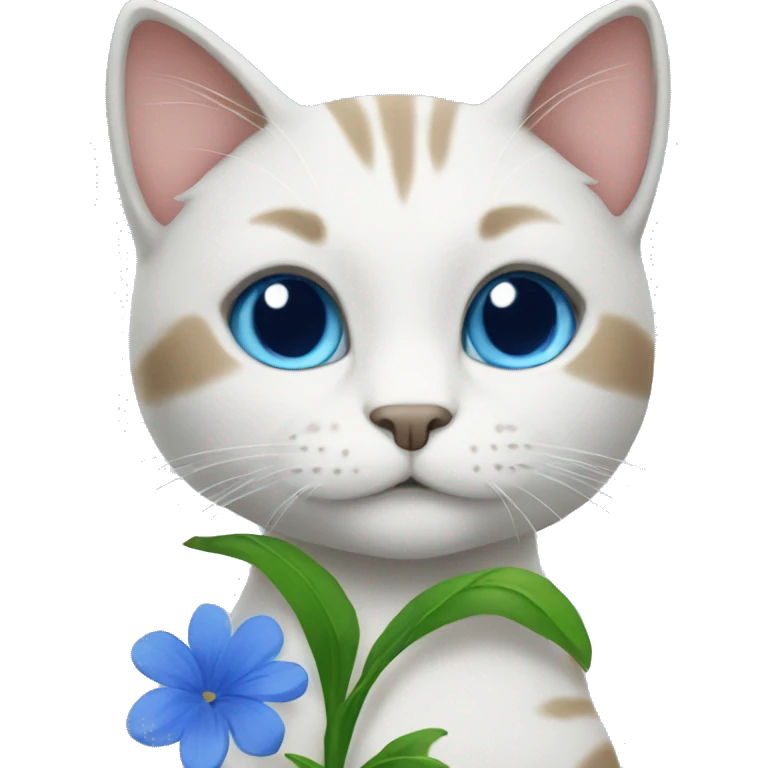 Cat giving blue flowers emoji