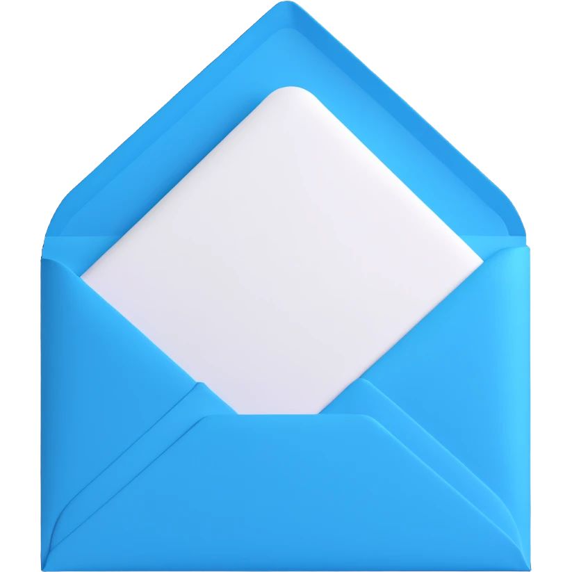 blue envelope with a white page sticking out, 3D style emoji