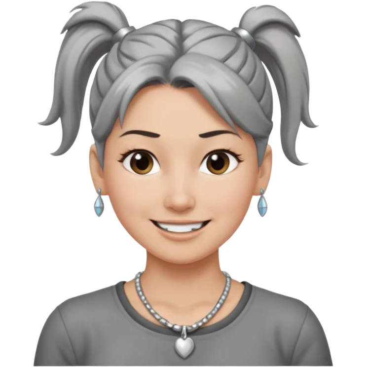 Female with Silver Necklace, grey skin,ponytail hair, different expressions. emoji