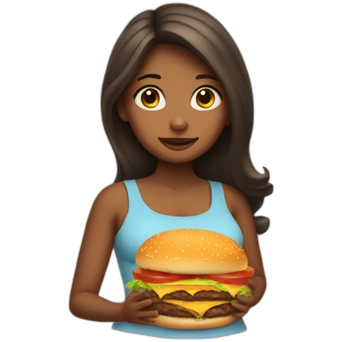 Girl pregnant with a burger emoji