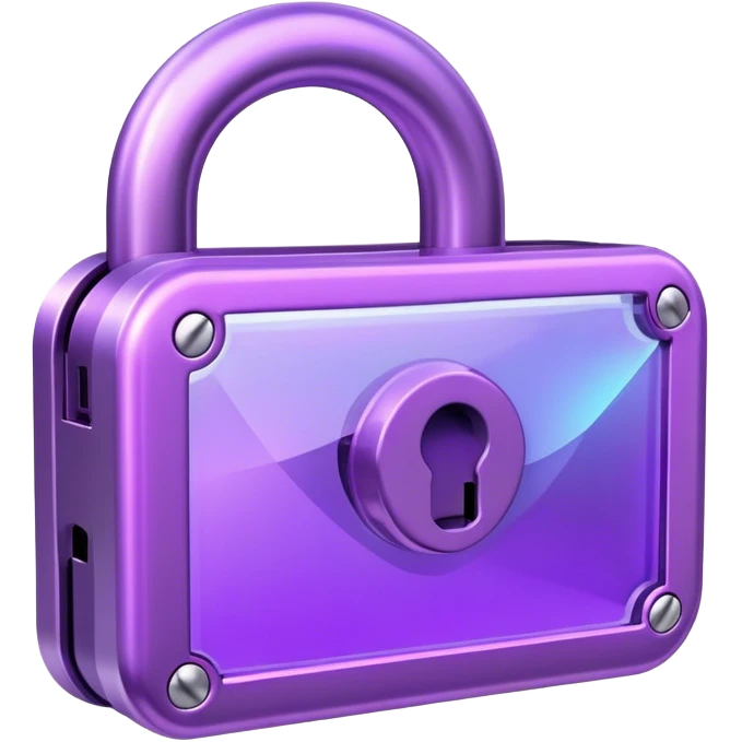 Holographic and glassmorphic purple lock emoji