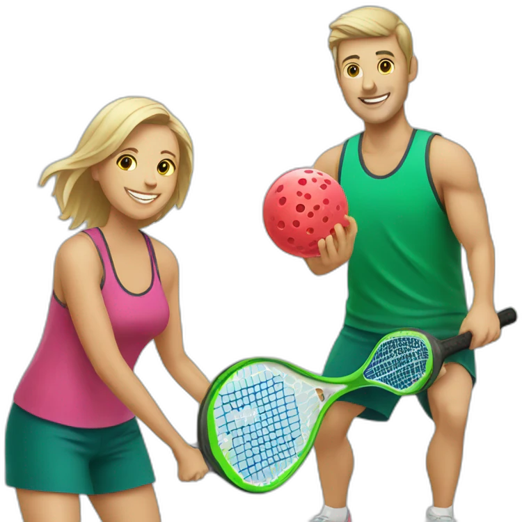 Man and women playing pickleball emoji