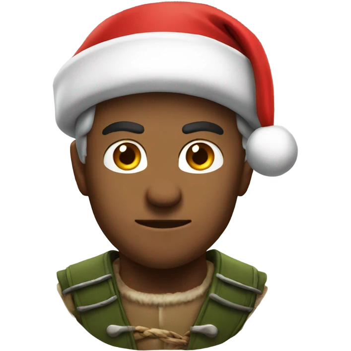 Fierce male ranger wearing santa hat emoji