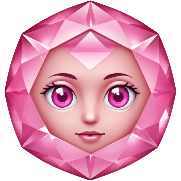 pink diamond with eyes, no face, shiny and beautiful emoji
