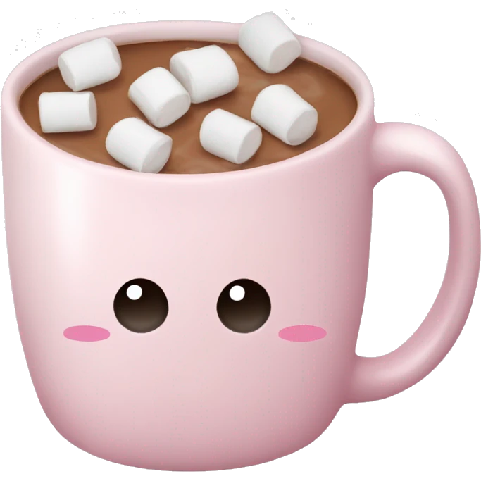 Light Pink mug of hot chocolate with marshmallows  emoji