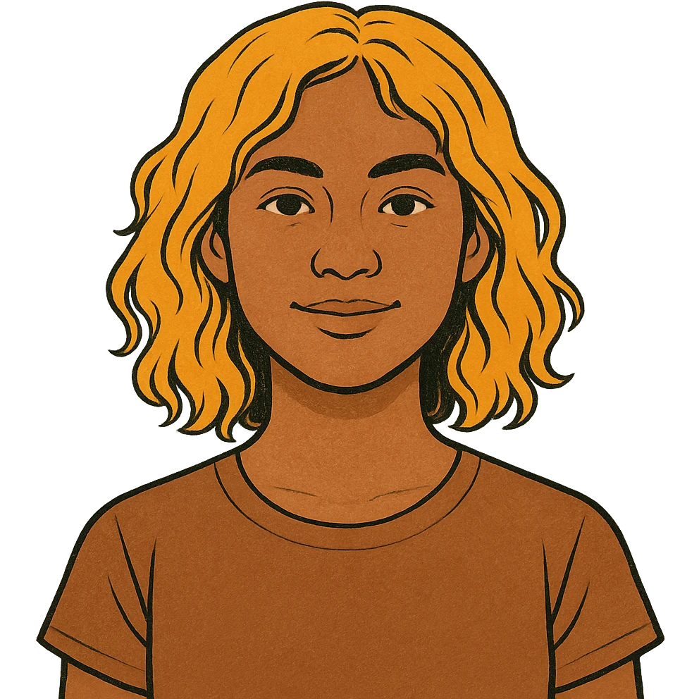 human girl head, medium tanned skin, wavy shoulder-length orangish yellow hair, style 2 emoji