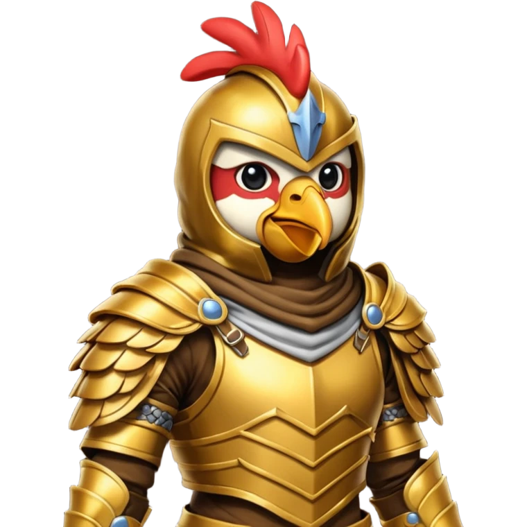 chicken warrior with hood, gold emoji