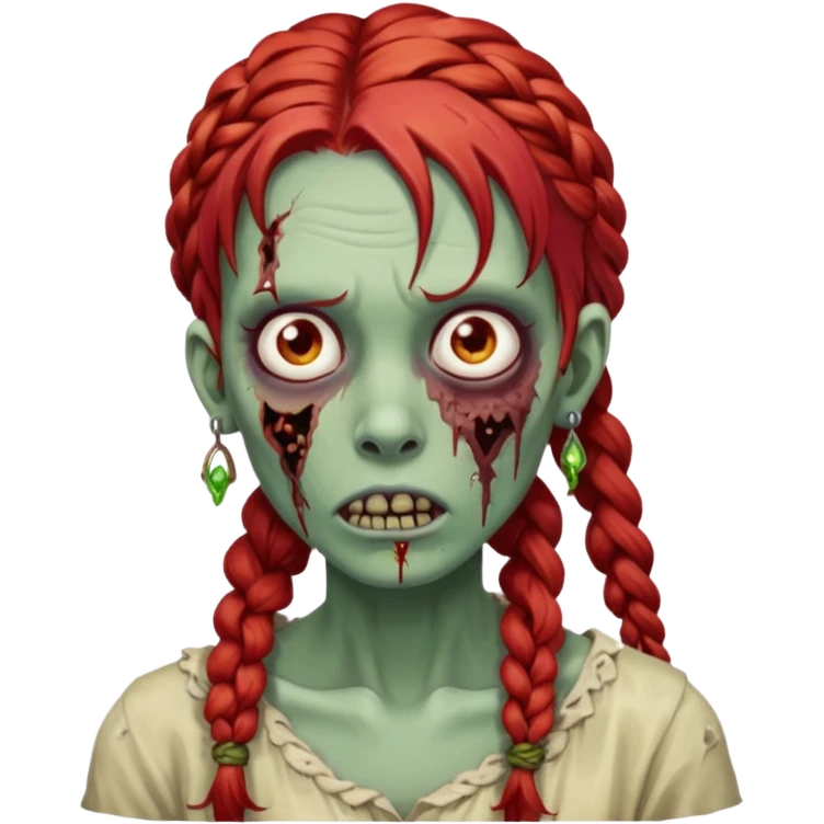 zombie with braided red hair and earrings emoji