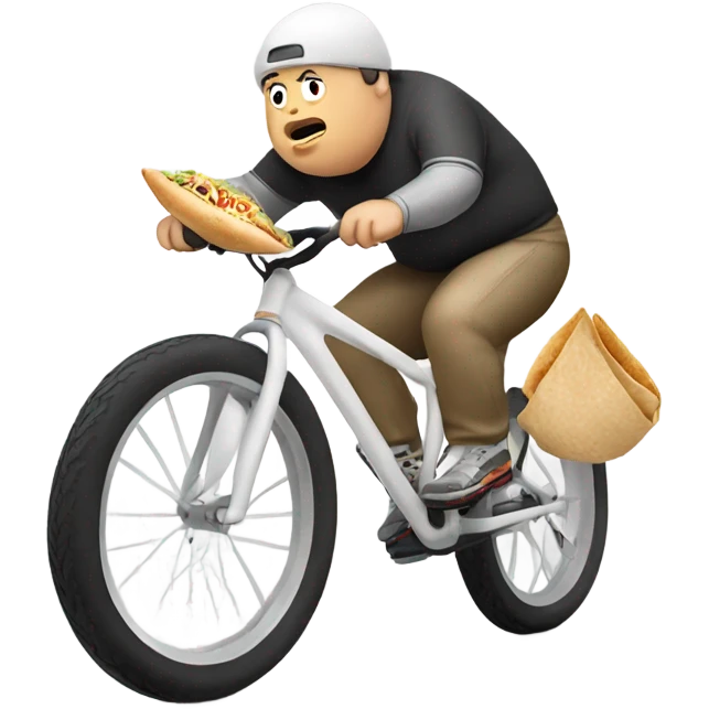 Fat white bike rider eating a burrito emoji
