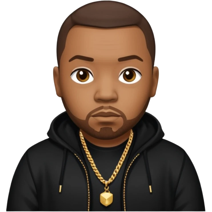 Timbaland with dark brown hair, black outfit emoji