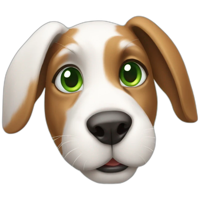 rabbit with dog mix, with green eyes emoji