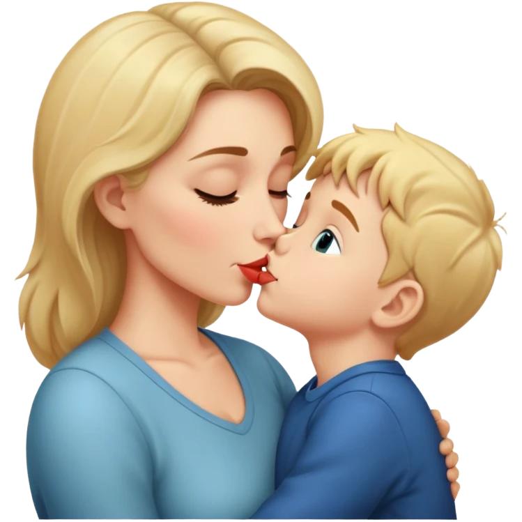 Nudists Mom and Son kissing emoji